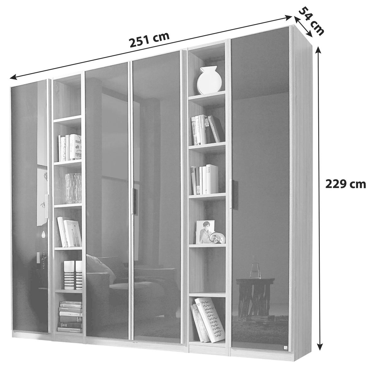 ŠATNÍKOVÁ SKRIŇA, antracitová, farba duba, 251/229/54 cm - farba duba/antracitová, Design, kompozitné drevo/sklo (251/229/54cm) - MID.YOU