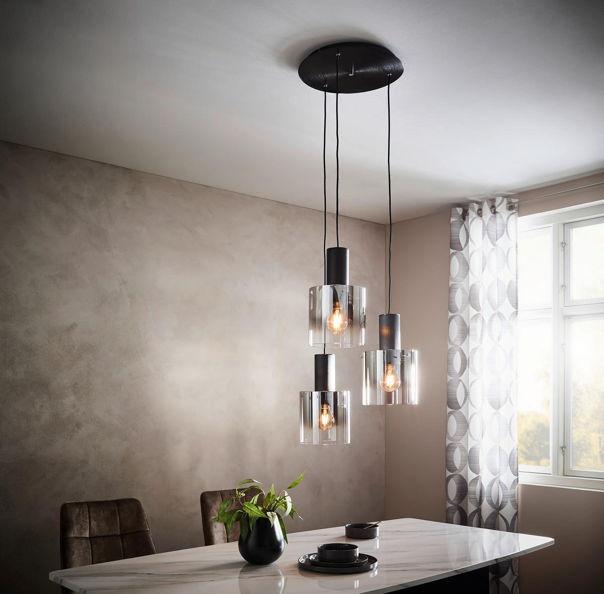 HÄNGELEUCHTE 50/200 cm  - Schwarz, Design, Glas/Metall (50/200cm) - Dieter Knoll