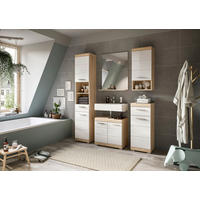 BADEZIMMER 5-teilig  in 134 cm  - Weiß Hochglanz/Silberfarben, MODERN, Glas/Holzwerkstoff (134cm) - MID.YOU