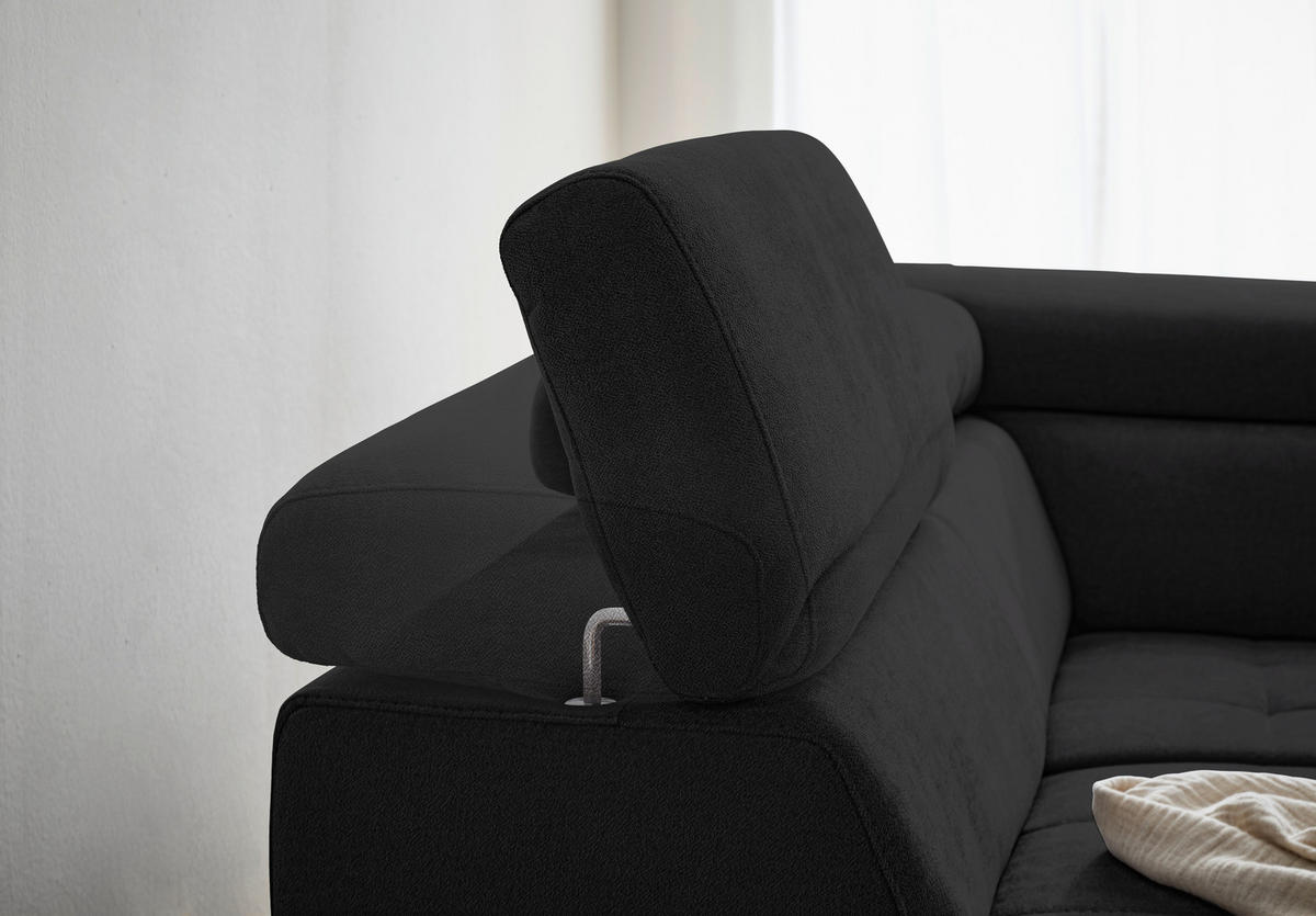 WOHNLANDSCHAFT Schwarz Struktur  - Schwarz, Design, Textil/Metall (203/327/177cm) - Stylife