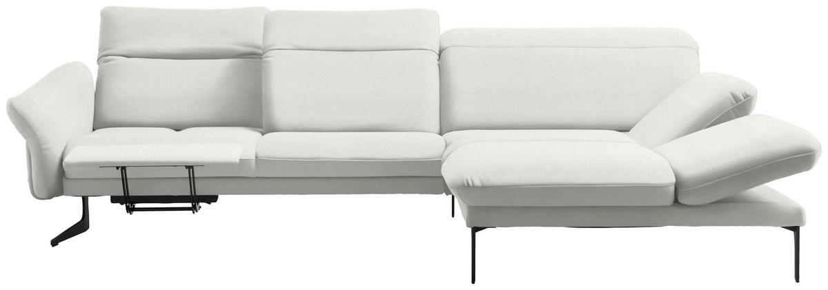 ECKSOFA in Webstoff Creme  - Anthrazit/Creme, Design, Textil/Metall (299/203cm) - Himolla