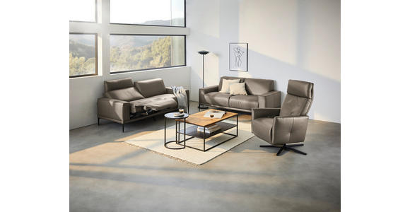 2,5-SITZER in Leder Taupe - Taupe/Schwarz, Design, Leder/Metall (200/102/92cm) - Johann Jakob