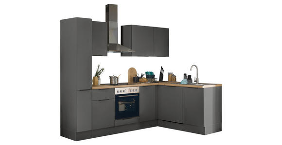 ECKKÜCHE 250/175 cm in Graphitfarben - Schwarz/Graphitfarben, Basics, Holzwerkstoff/Metall (250/175cm) - Xora