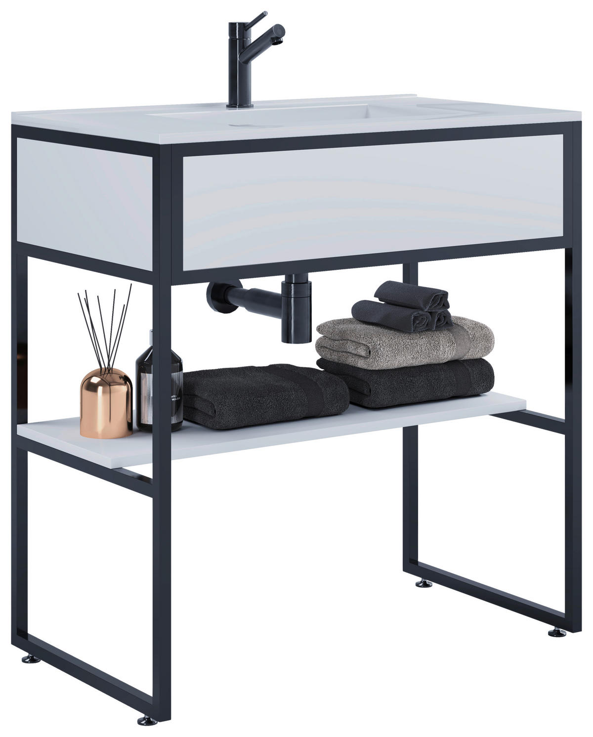 WASCHTISCHKOMBI 80 cm  - Schwarz/Weiß, MODERN, Keramik/Holzwerkstoff (80cm) - MID.YOU