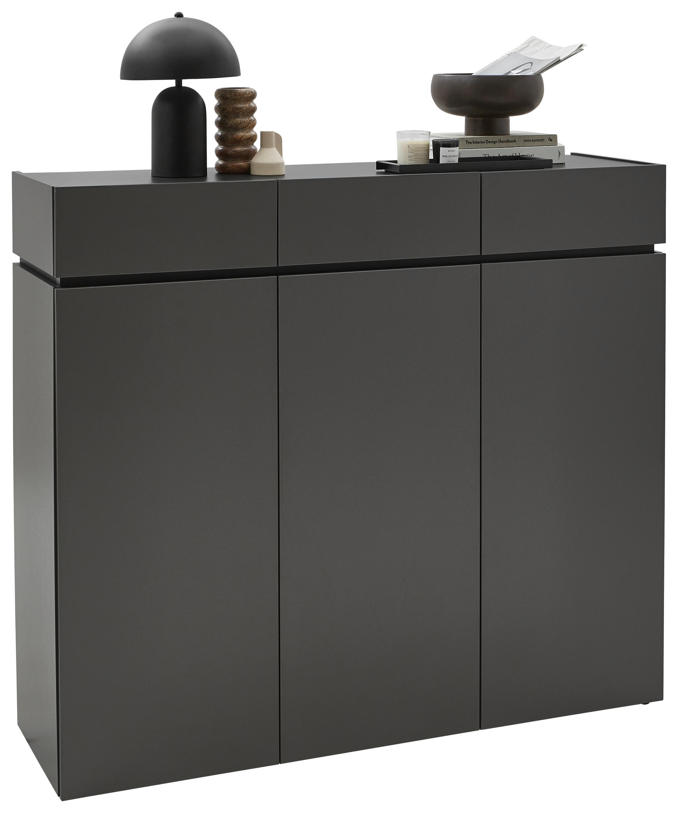 SCHUHSCHRANK Graphitfarben  - Schwarz/Graphitfarben, Design, Holzwerkstoff/Kunststoff (135/121/40cm) - Voleo