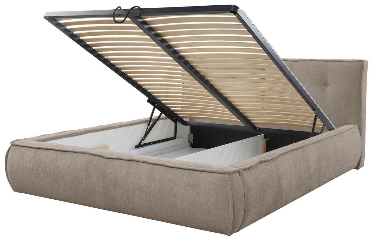 POLSTERBETT Lattenrost Hellbraun 160/200 cm  - Hellbraun/Beige, LIFESTYLE, Holz/Holzwerkstoff (160/200cm) - Livetastic