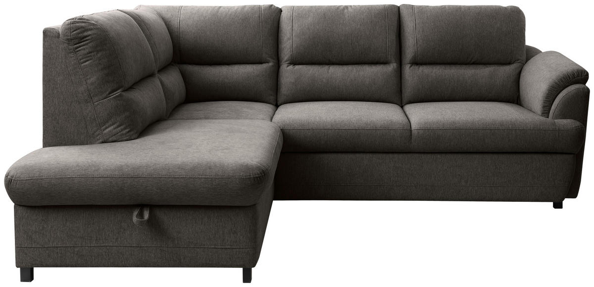 ECKSOFA Braun  - Greige/Schwarz, Basics, Holz/Textil (200/240cm) - MID.YOU