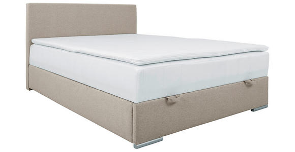 BOXBETT 90/200 cm  in Sandfarben  - Sandfarben/Chromfarben, KONVENTIONELL, Kunststoff/Textil (90/200cm) - Carryhome