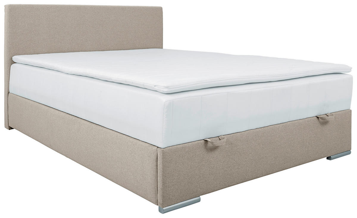 BOXBETT 90/200 cm  in Sandfarben  - Sandfarben/Chromfarben, Konventionell, Kunststoff/Textil (90/200cm) - Carryhome