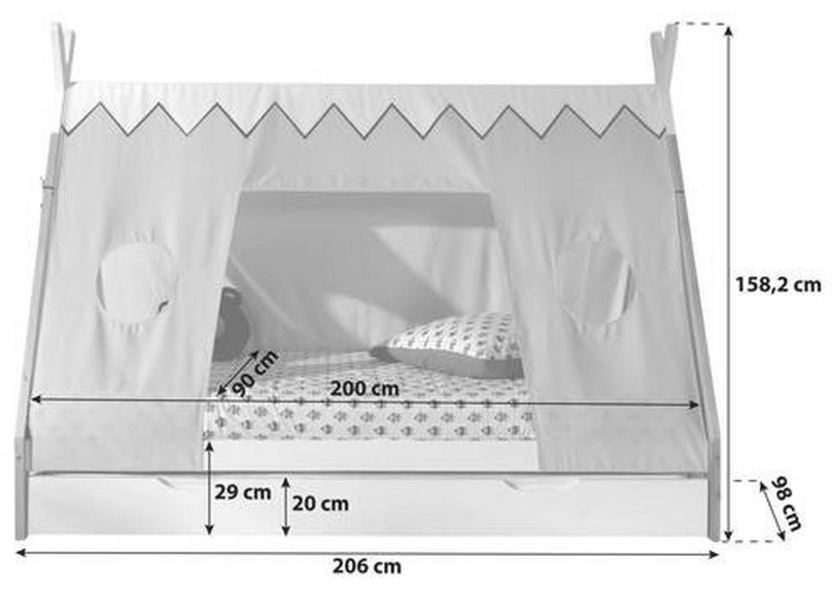 HAUSBETT Rollrost, Bettschublade 90/200 cm  in Kieferfarben, Weiß  - Weiß/Kieferfarben, MODERN, Holz/Holzwerkstoff (90/200cm) - MID.YOU