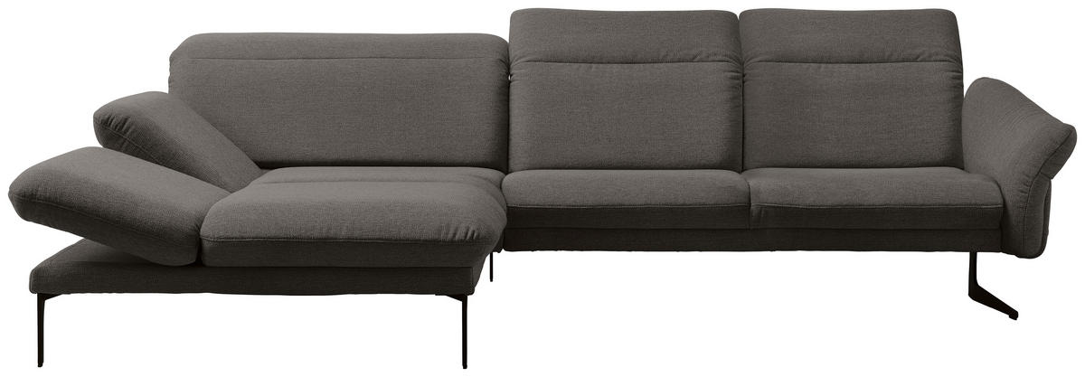 ECKSOFA in Webstoff Dunkelgrau  - Dunkelgrau/Anthrazit, Design, Textil/Metall (203/299cm) - Himolla
