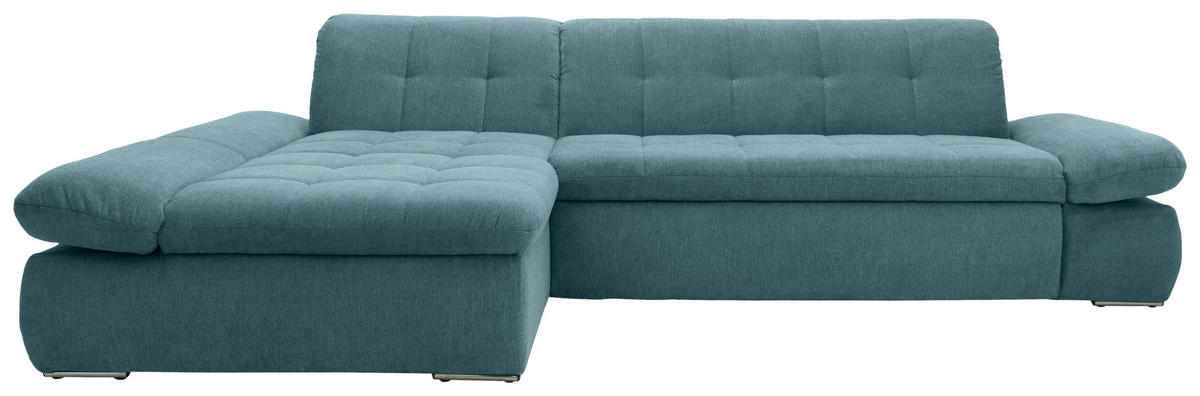 ECKSOFA Petrol Mikrofaser  - Chromfarben/Petrol, KONVENTIONELL, Textil/Metall (172/300cm) - MID.YOU