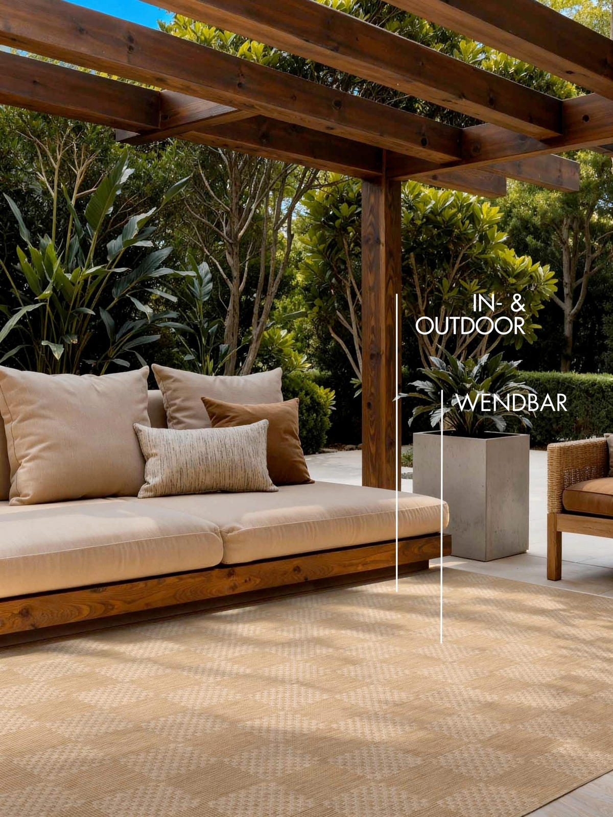 FLACHWEBETEPPICH 120/170 cm Haringey Weiß, Sandfarben rechteckig  - Sandfarben/Weiß, Basics, Kunststoff (120/170cm)