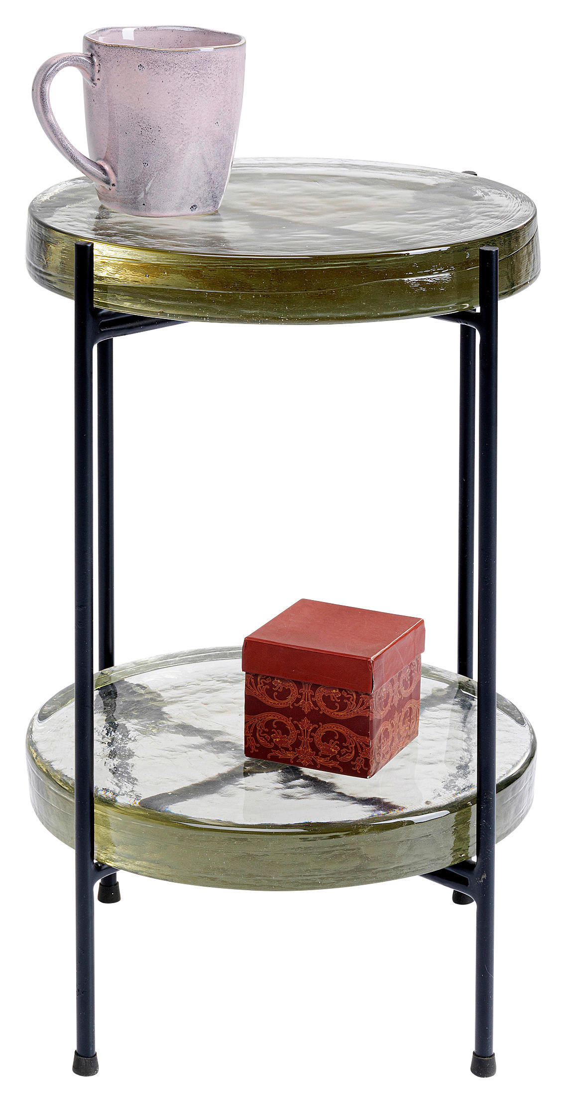 BEISTELLTISCH Schwarz rund  - Schwarz, ROMANTIK / LANDHAUS, Glas/Metall (30/50/30cm) - Kare-Design
