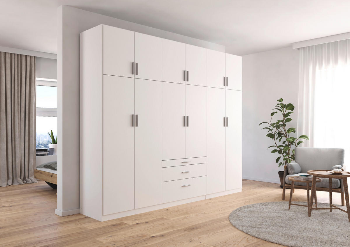DREHTÜRENSCHRANK in Weiss  - Weiss/Alufarben, Design, Holzwerkstoff/Kunststoff (271/229/54cm) - Rauch Möbel