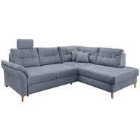 ECKSOFA Hellblau Chenille Bettkasten, Schlaffunktion, Sitztiefenverstellung, Kopfstütze, Liegefläche im Originalstoff  - Naturfarben/Hellblau, MODERN, Holz/Textil (264/206cm) - Livetastic