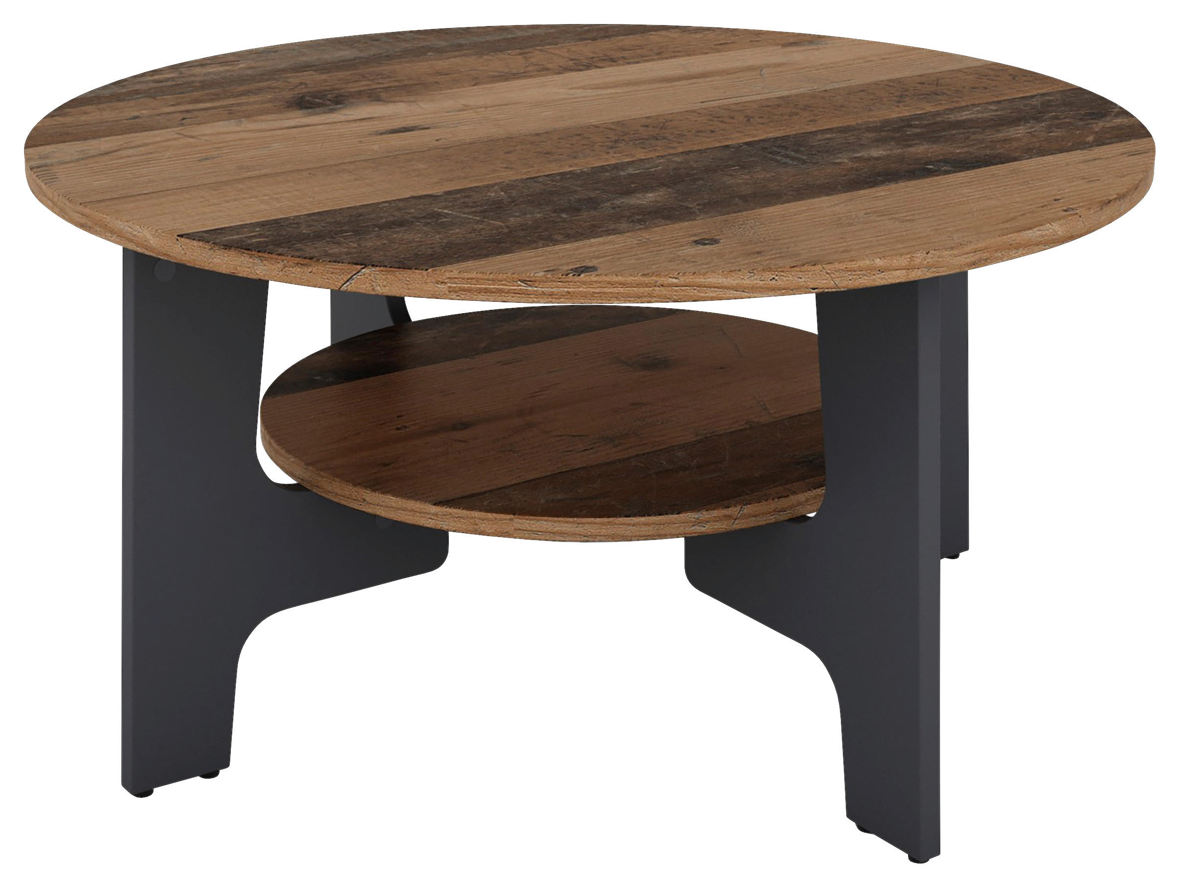 COUCHTISCH rund Anthrazit, Alteiche  - Alteiche/Anthrazit, LIFESTYLE, Holzwerkstoff (80/42,5/80cm) - MID.YOU