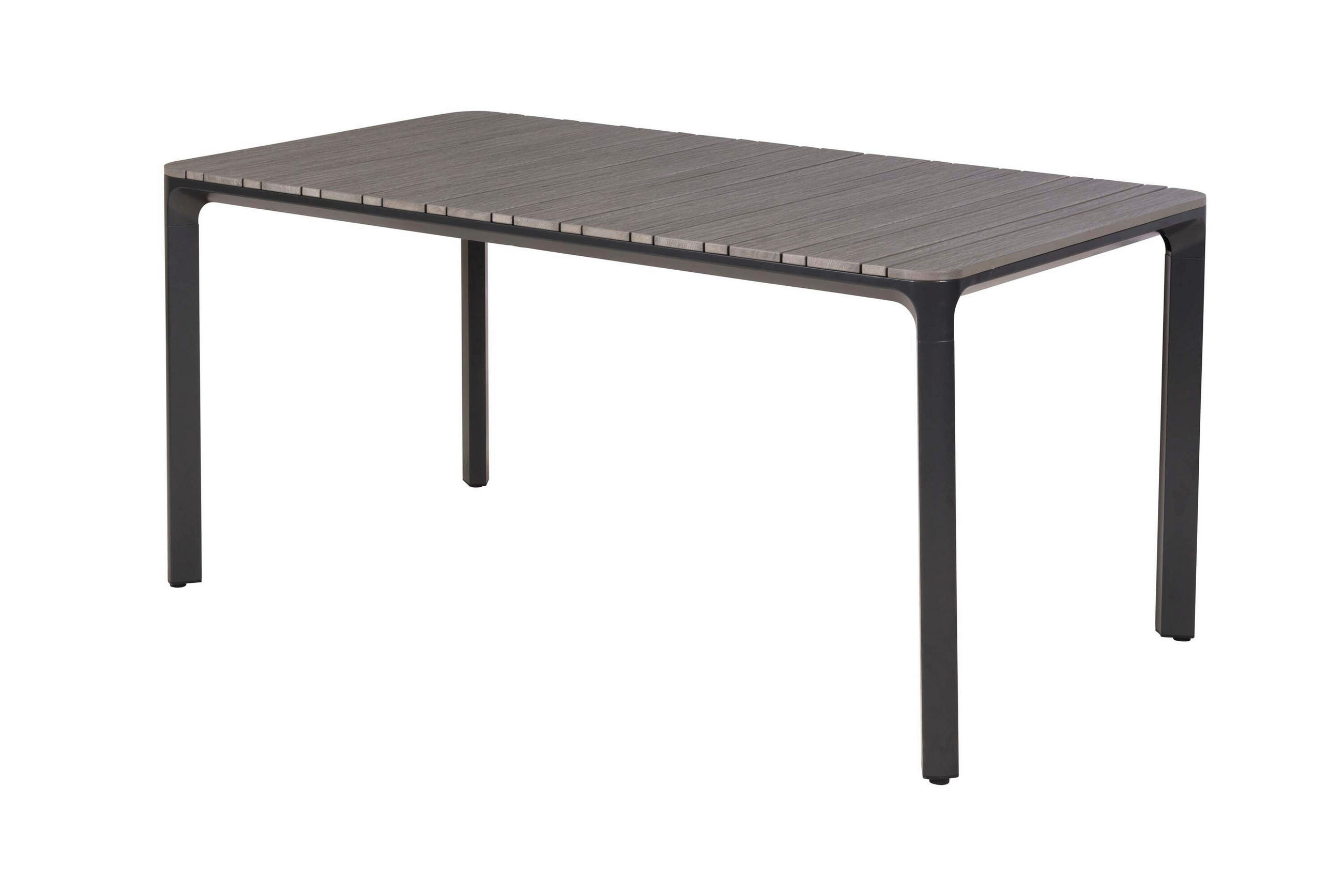 GARTENTISCH 160/90/77 cm Metall, Kunststoff rechteckig  - Graphitfarben/Grau, KONVENTIONELL, Kunststoff/Metall (160/90/77cm) - Gardenson