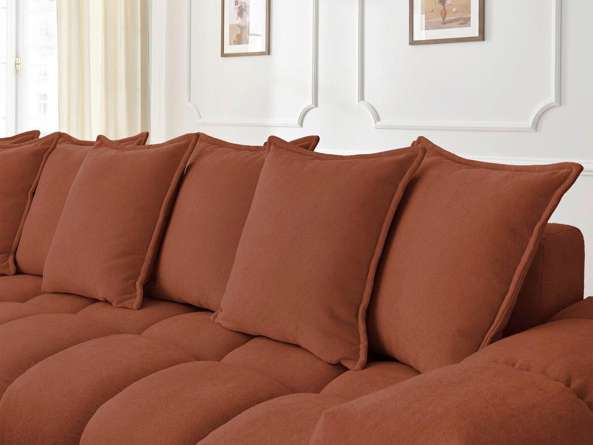 ECKSOFA Ottomane links  EVEREST Orange Struktur  - Schwarz/Orange, MODERN, Kunststoff/Textil (210/352cm) - Livetastic