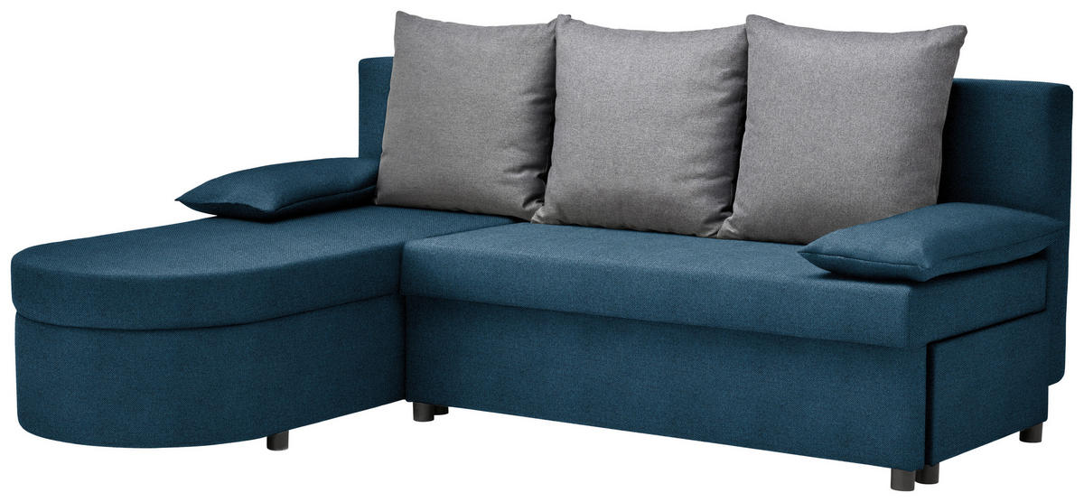 ECKSOFA in Webstoff Dunkelblau, Dunkelgrau  159/196 cm  - Dunkelgrau/Anthrazit, Trend, Textil (159/196cm) - Ti'me