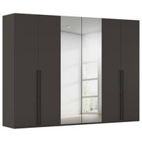 DREHTÜRENSCHRANK 301/223/61 cm,  in Graphitfarben, 6-türig  - Chromfarben/Schwarz, Basics, Glas/Holzwerkstoff (301/223/61cm) - Novel