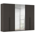 DREHTÜRENSCHRANK 301/235/61 cm,  in Graphitfarben, 6-türig  - Chromfarben/Schwarz, Basics, Glas/Holzwerkstoff (301/235/61cm) - Novel