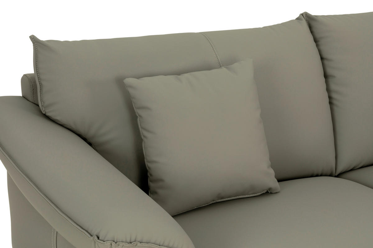 3-SITZER-SOFA inkl. Hocker Lederlook Taupe  - Taupe/Schwarz, Design, Textil/Metall (289/84/92cm) - MID.YOU