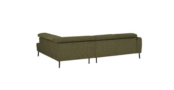 ECKSOFA in Webstoff Olivgrün 280/205 cm - Schwarz/Olivgrün, Design, Textil/Metall (280/205cm) - Xora