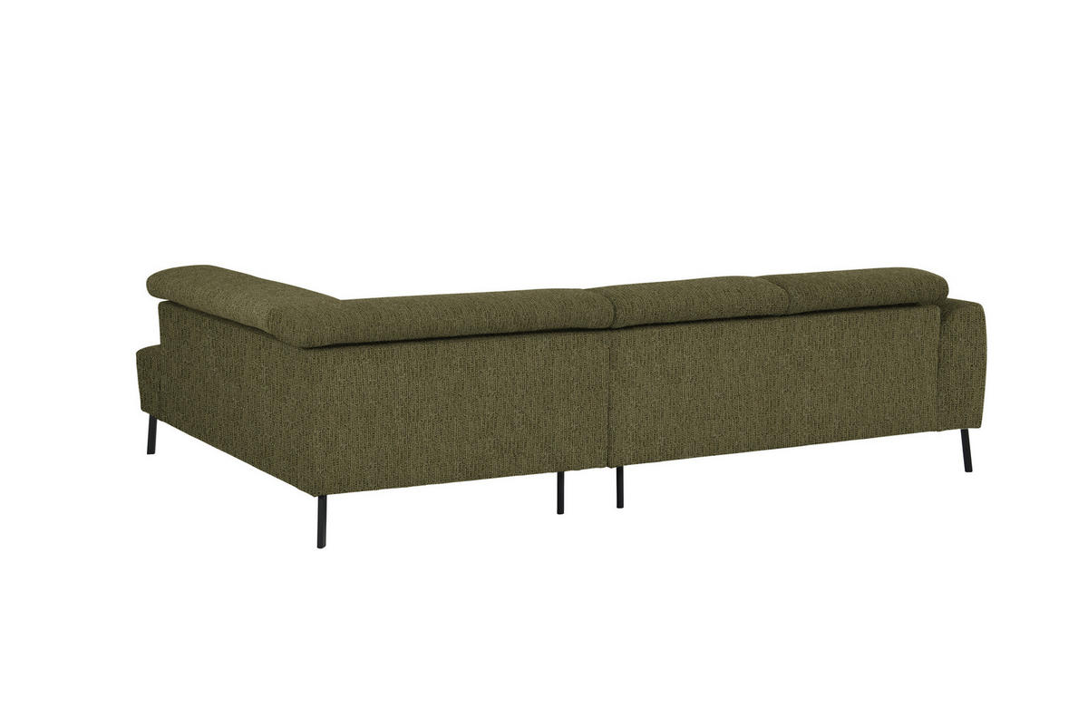 ECKSOFA in Webstoff Olivgrün  - Schwarz/Olivgrün, Design, Textil/Metall (280/205cm) - MID.YOU