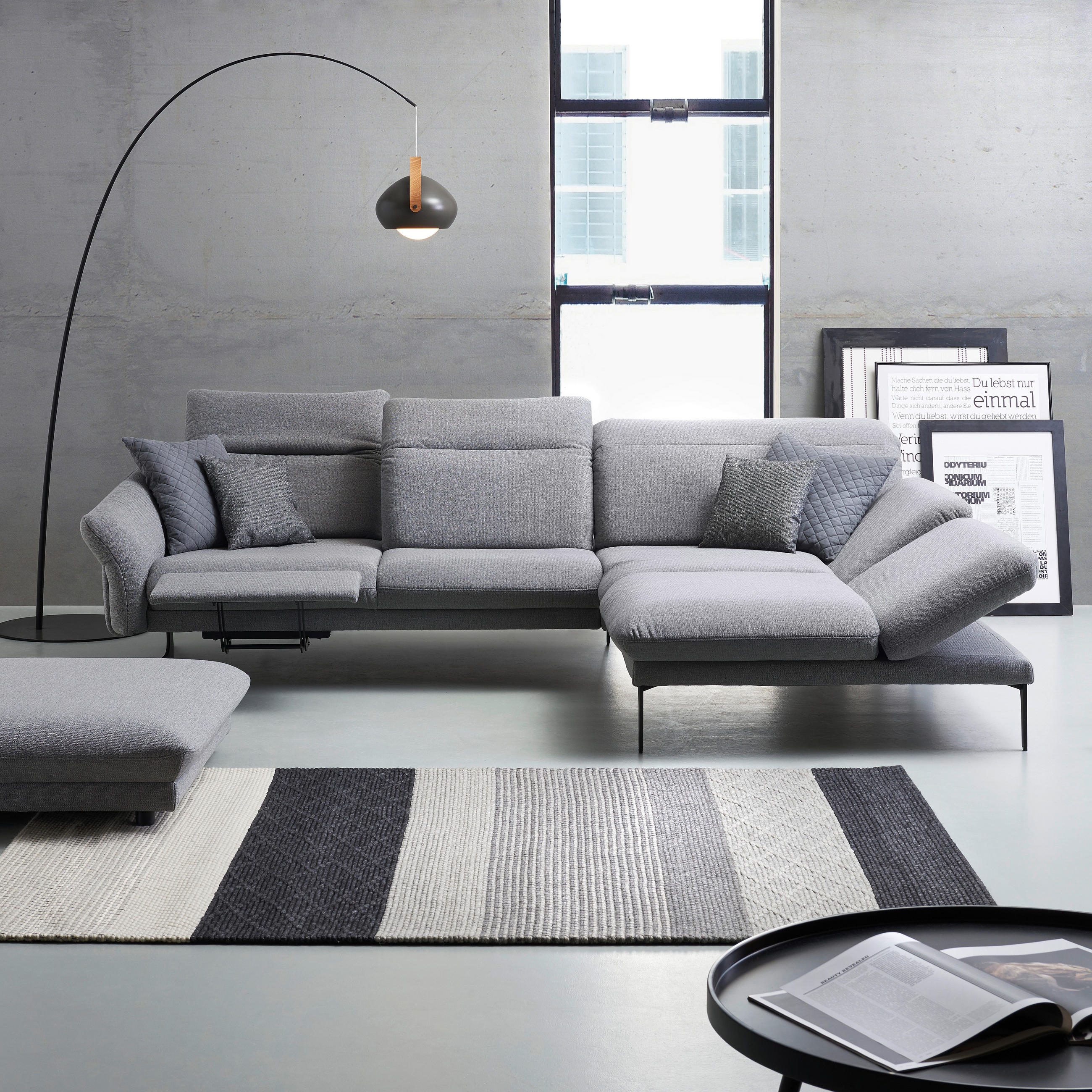 ECKSOFA Hellbraun Echtleder - Hellbraun/Anthrazit, Design, Leder/Metall (299/203cm) - Himolla