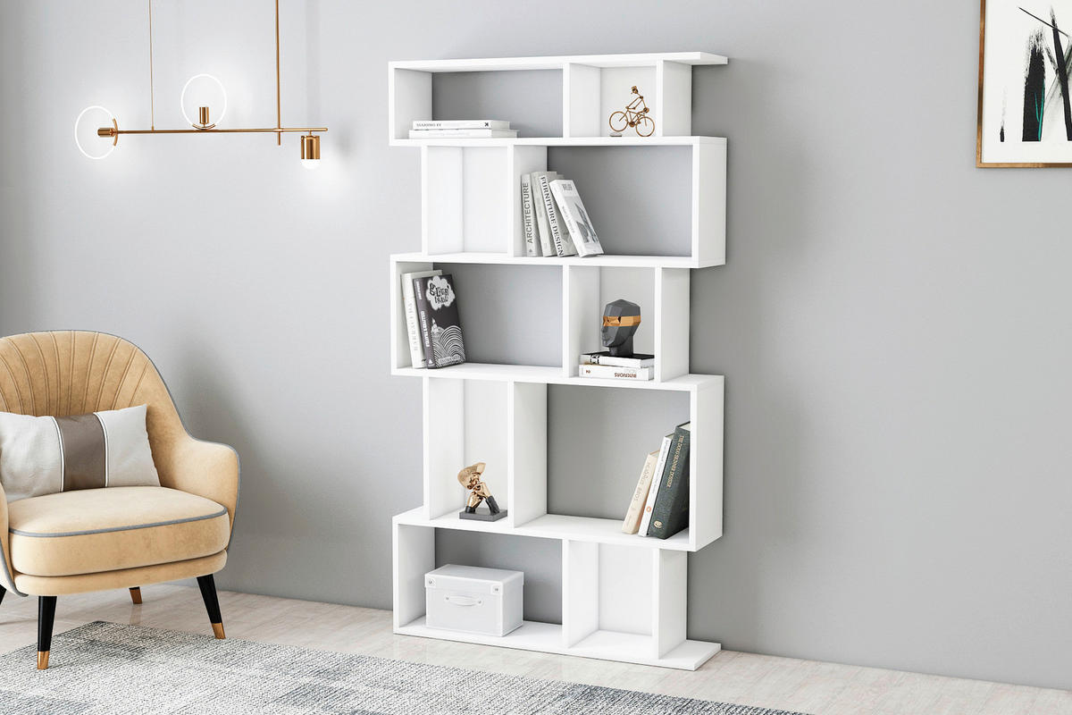 WANDREGAL 90/160/22 cm  - Weiss, Design, Holzwerkstoff (90/160/22cm) - Livetastic
