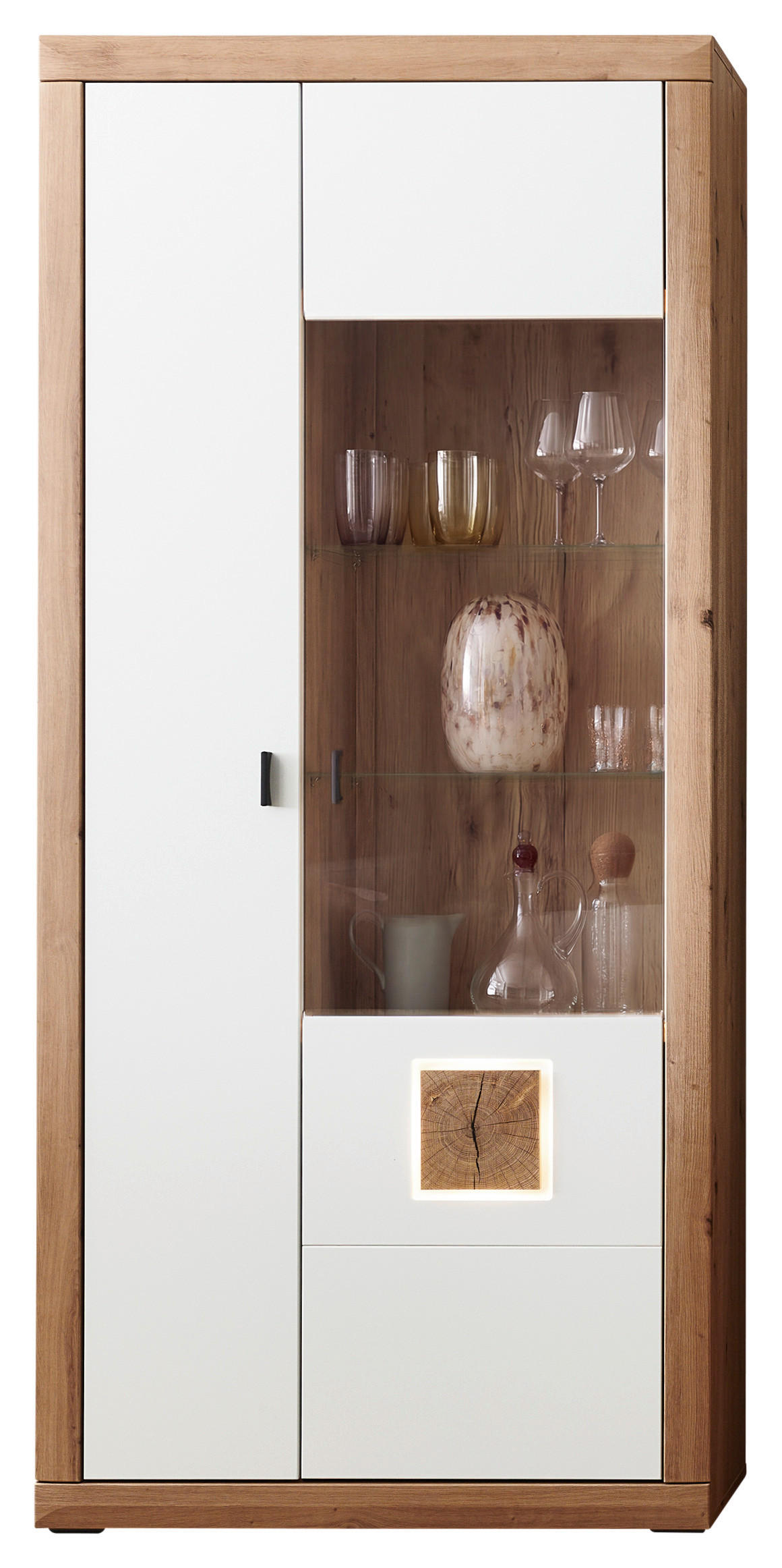 VITRINE  in Weiß, Eiche Artisan - Anthrazit/Eiche Artisan, KONVENTIONELL, Glas/Holzwerkstoff (92,9/206,3/37,3cm) - Stylife