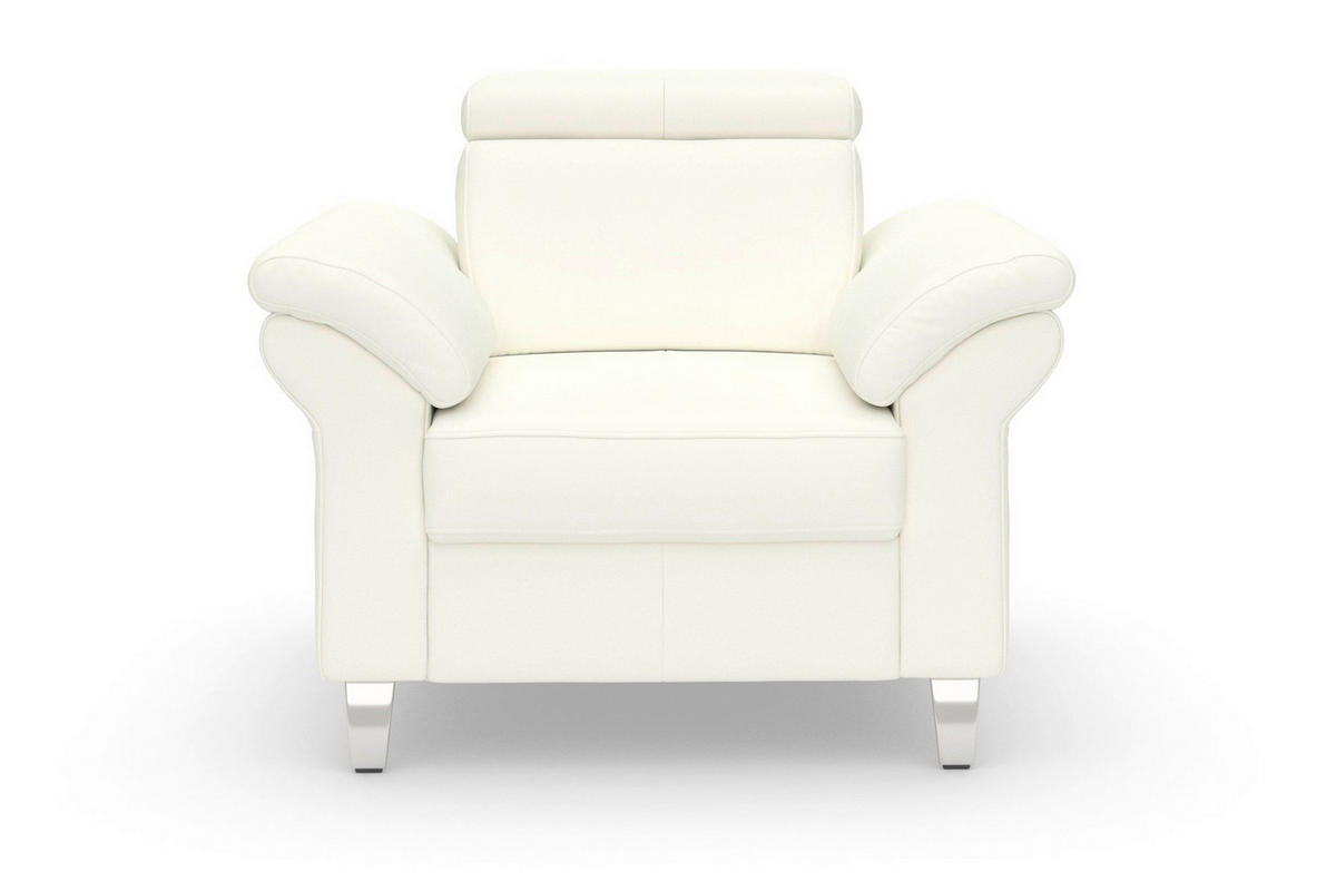 SESSEL in Echtleder Weiß  - Chromfarben/Weiß, Basics, Leder/Metall (101/84/93cm) - Sit & More