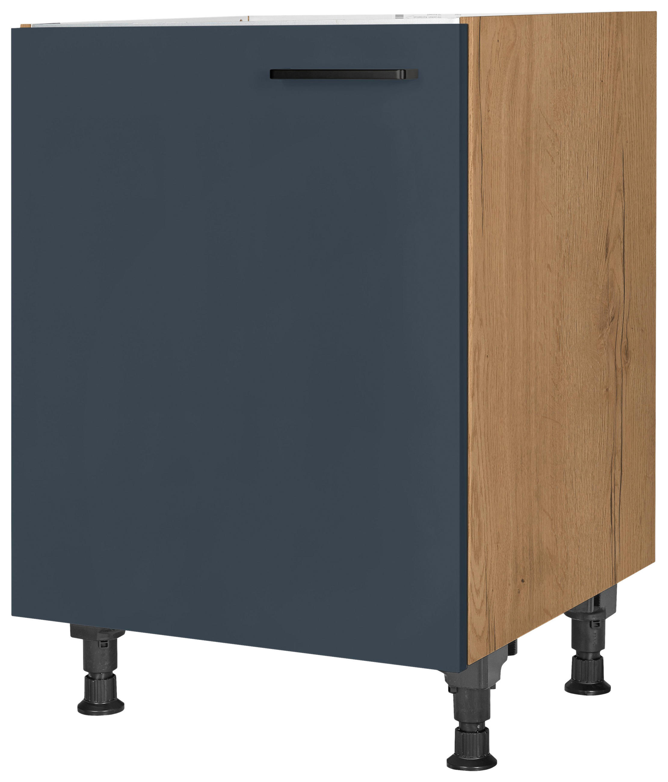 SPÜLENUNTERSCHRANK 60/87/56 cm  in Blau, Eichefarben  - Blau/Eichefarben, MODERN, Holzwerkstoff/Metall (60/87/56cm) - Nobilia