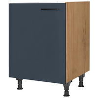 SPÜLENUNTERSCHRANK 60/87/56 cm  in Blau, Eichefarben  - Blau/Eichefarben, MODERN, Holzwerkstoff/Metall (60/87/56cm) - Nobilia