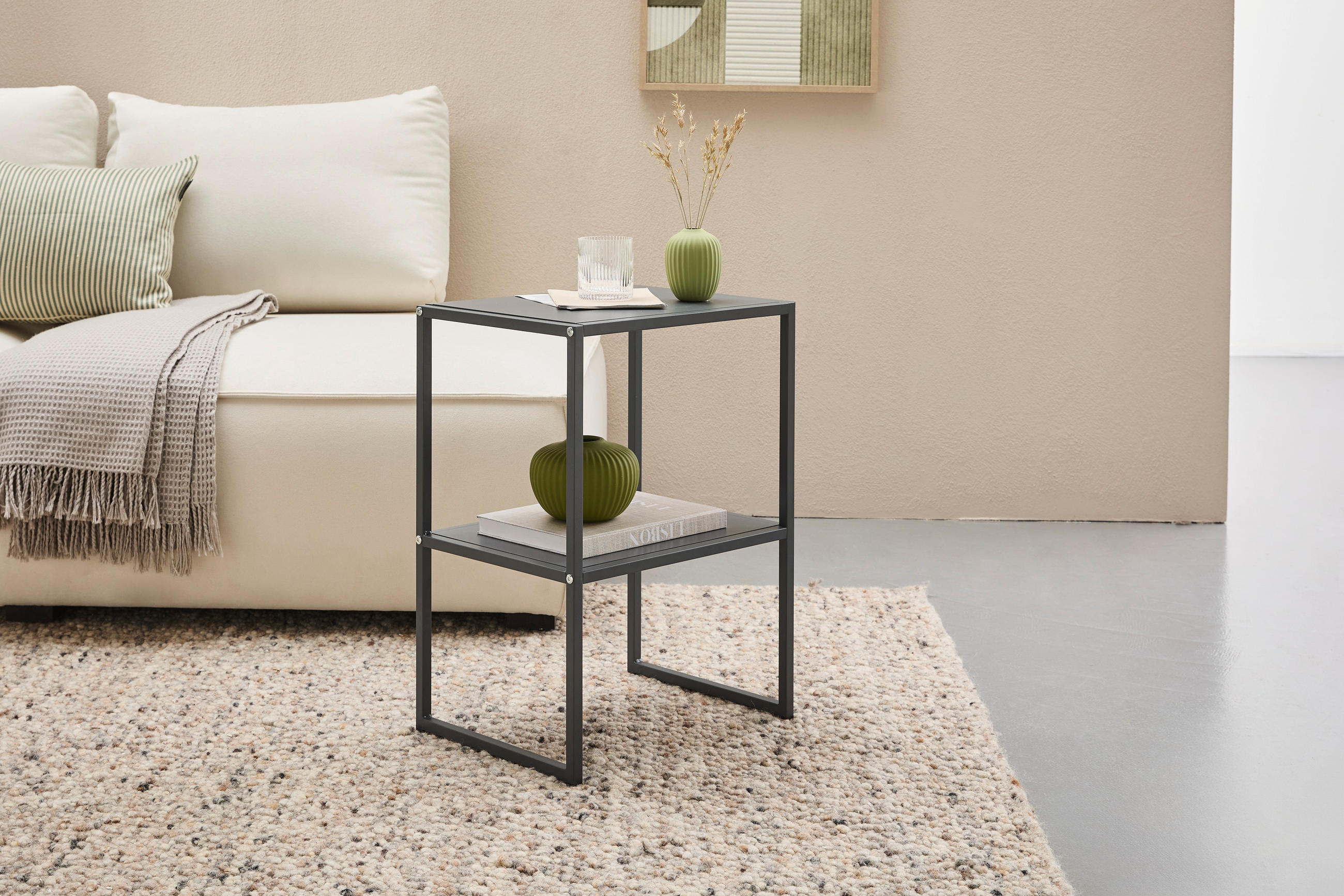 BEISTELLTISCH 43/33/60 cm Dunkelgrau rechteckig  - Dunkelgrau, Design, Holzwerkstoff/Metall (43/33/60cm) - home24