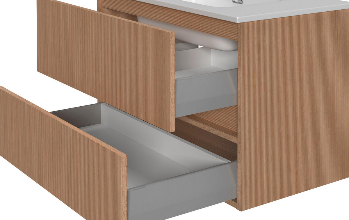 WASCHTISCHKOMBI 80 cm  - Eichefarben/Weiß, KONVENTIONELL, Keramik/Holzwerkstoff (80cm) - Xora