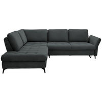ECKSOFA Dunkelgrau Struktur  - Dunkelgrau/Schwarz, Natur, Textil/Metall (233/288cm) - Valnatura