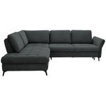 ECKSOFA in Struktur Dunkelgrau  233/288 cm  - Dunkelgrau/Schwarz, Natur, Textil/Metall (233/288cm) - Valnatura