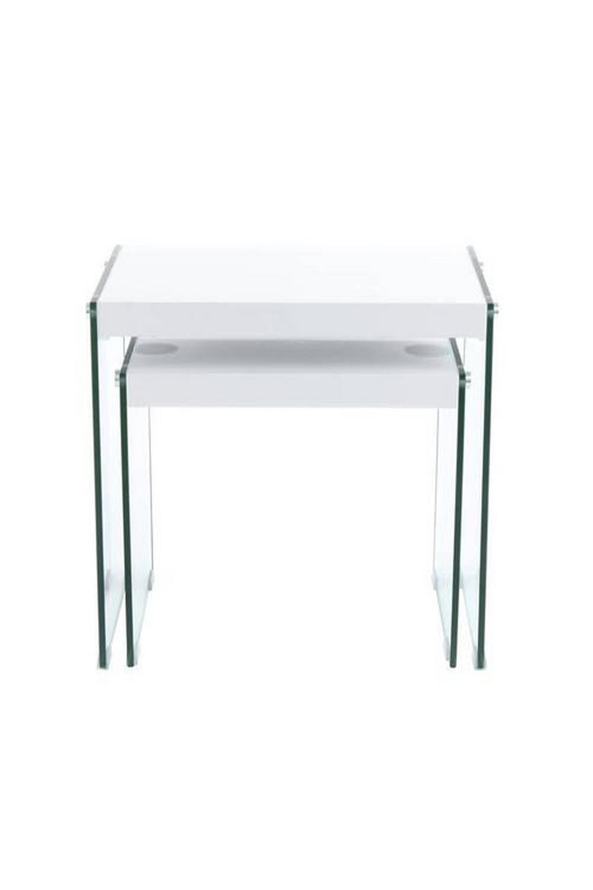 BEISTELLTISCHSET in Glas, Holzwerkstoff  - Klar/Weiß, Basics, Glas/Holzwerkstoff - Kayoom