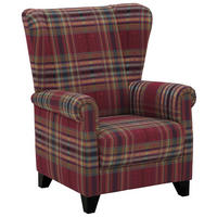 OHRENSESSEL Flachgewebe Dunkelrot, Weinrot    - Weinrot/Schwarz, KONVENTIONELL, Holz/Textil (83/86/108cm) - Elegando