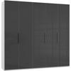 DREHTÜRENSCHRANK in Weiss, Grau  - Chromfarben/Weiss, Modern, Glas/Holzwerkstoff (250/236/58cm) - MID.YOU