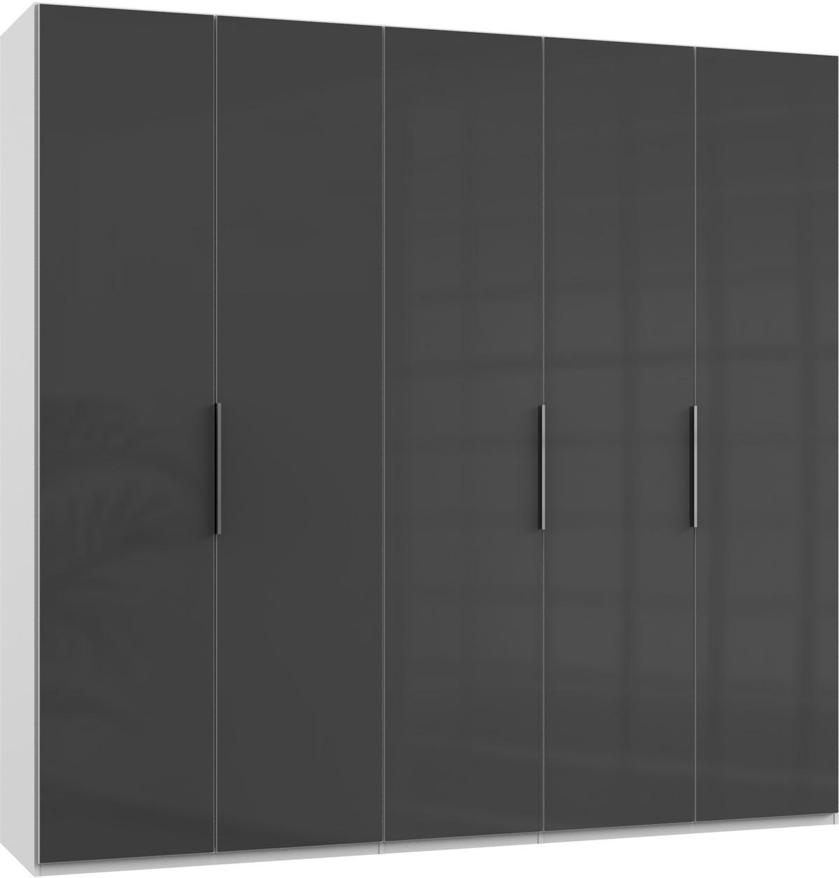 DREHTÜRENSCHRANK 250/236/58 cm 5-türig Grau, Weiß  - Chromfarben/Weiß, MODERN, Glas/Holzwerkstoff (250/236/58cm) - MID.YOU
