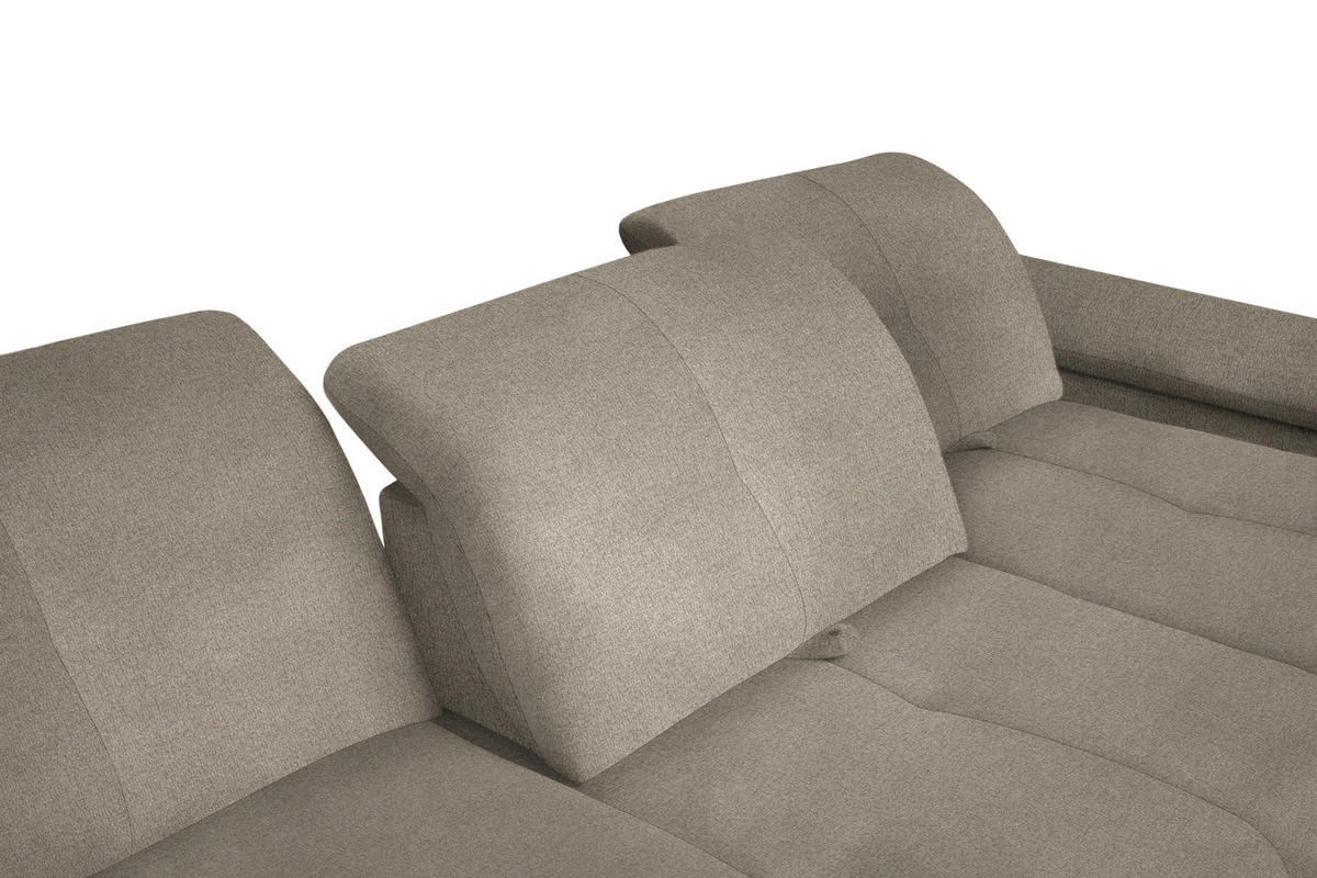 ECKSOFA in Flachgewebe Beige  - Beige/Schwarz, Design, Textil/Metall (313/242cm) - Xora