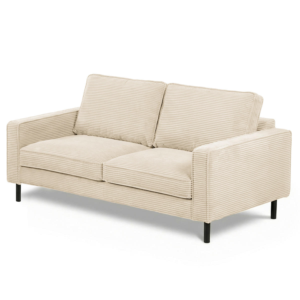 3-SITZER-SOFA  in Cord Beige Modern  - Beige/Schwarz, Design, Textil/Metall (188/85/92cm) - Livetastic