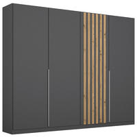 DREHTÜRENSCHRANK in Grau, Eiche Artisan  - Alufarben/Eiche Artisan, Modern, Holzwerkstoff/Metall (226/210/54cm) - Rauch Möbel