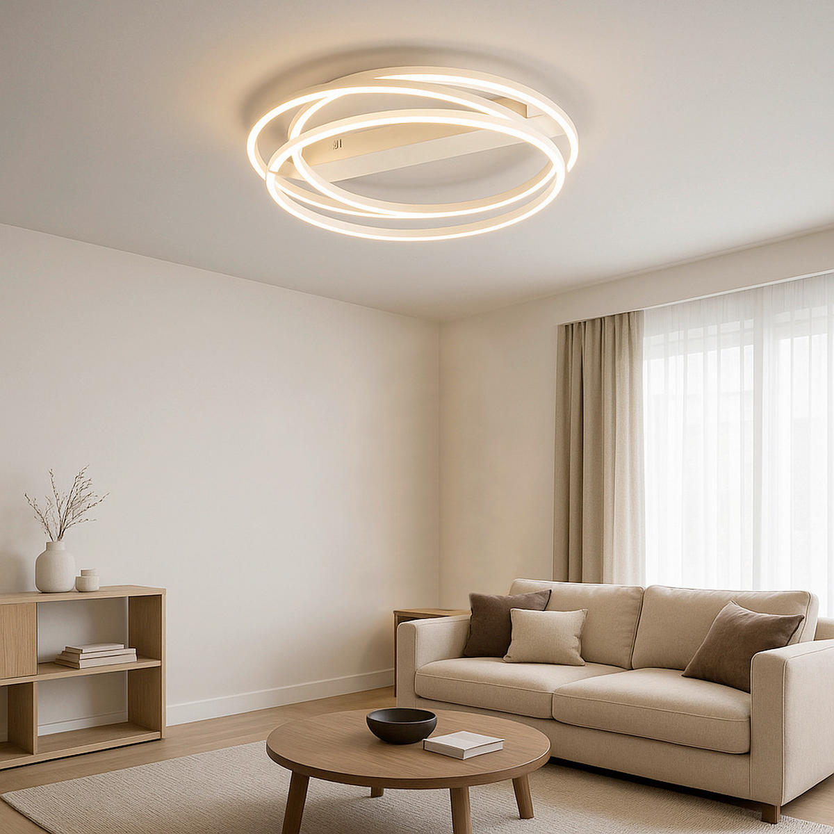 LED-DECKENLEUCHTE 56/56/8,5 cm  - Sandfarben, Design, Metall (56/56/8,5cm) - Fischer & Honsel