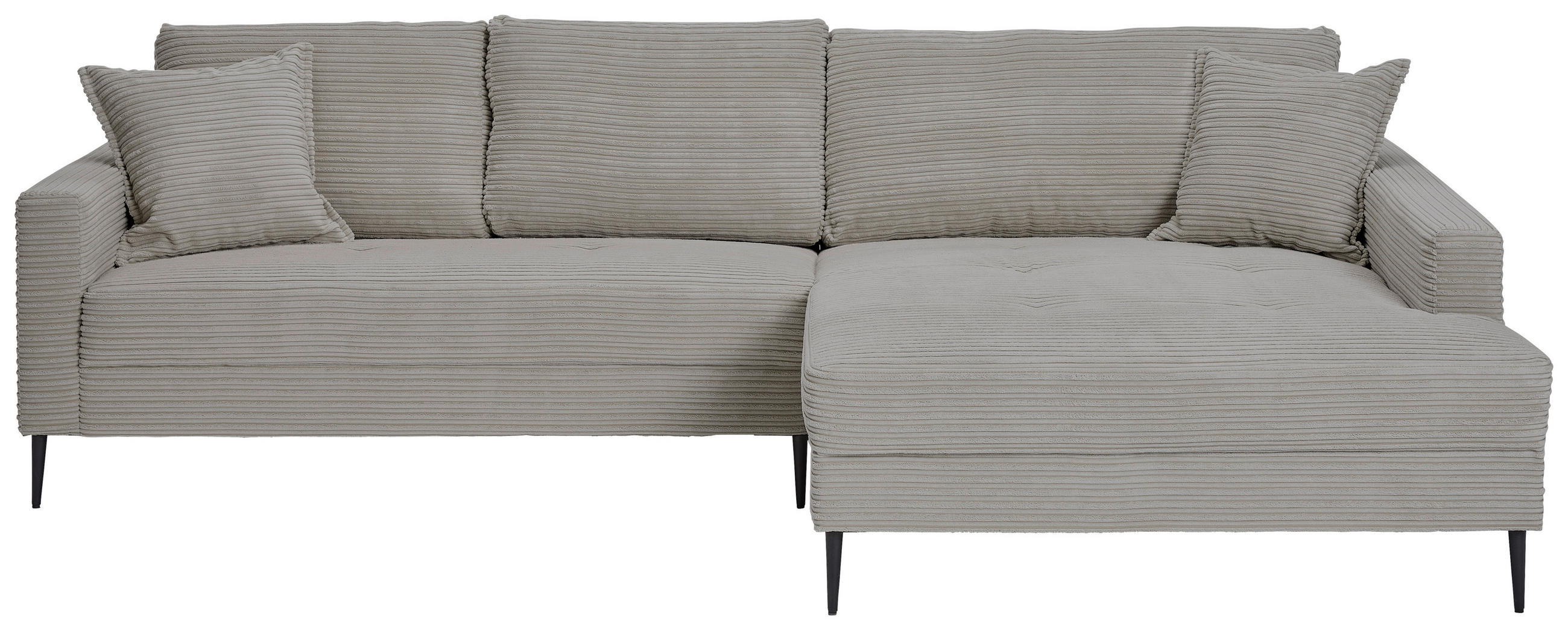 ECKSOFA in Cord Hellgrau  276/173 cm  - Hellgrau/Schwarz, KONVENTIONELL, Textil/Metall (276/173cm) - Carryhome