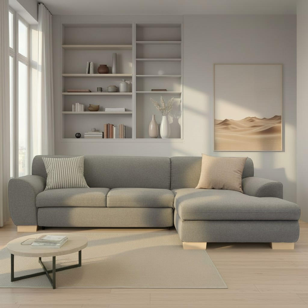 ECKSOFA NIKA Silberfarben Webstoff  - Silberfarben, Basics, Holz/Textil (277/156cm) - MID.YOU