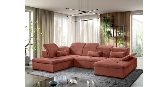 WOHNLANDSCHAFT  in Chenille Rostfarben  - Rostfarben/Grau, KONVENTIONELL, Kunststoff/Textil (188/340/240cm) - Carryhome